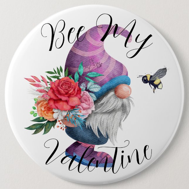 Bee My Valentine amusant badge romantique (Devant)