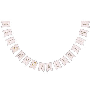 Bee My Valentine Bunting Banner Flags - Pink