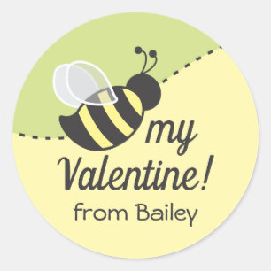 Bee My Valentine Favour Label Round Sticker