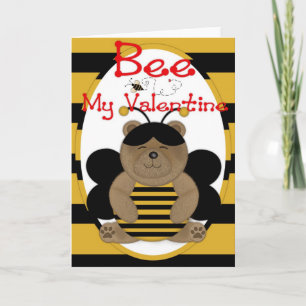 Bee My Valentine Honey Bear Greeting Card d1