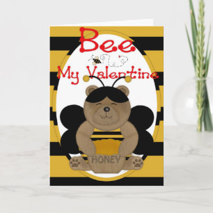 Bee My Valentine Honey Bee Boy Greeting Card d1