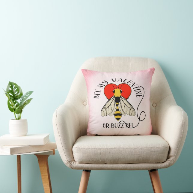 Bee My Valentine Or Buzz Off Fun Throw Pillow (Chair)