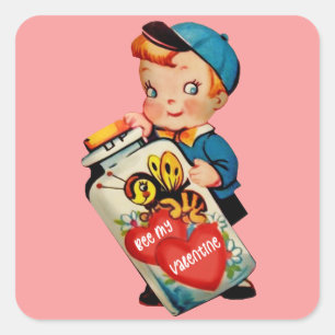 Bee My Valentine Square Sticker
