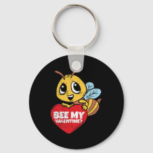 Bee My Valentine Valentines Day Funny Animal Love Keychain
