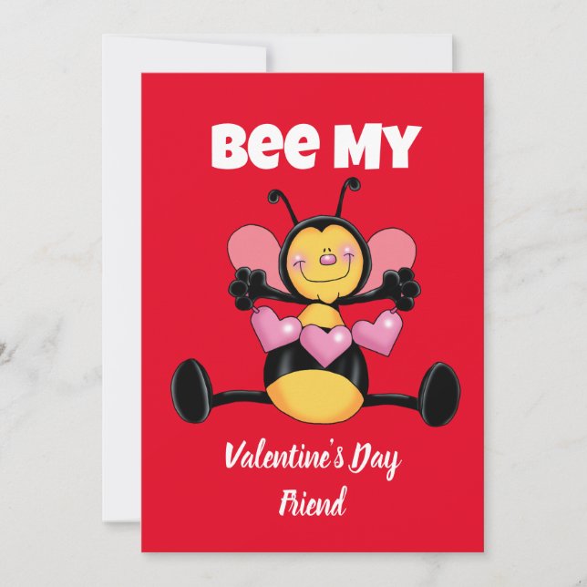 Bee My Valentine's Day Friend flat holiday card (Front)