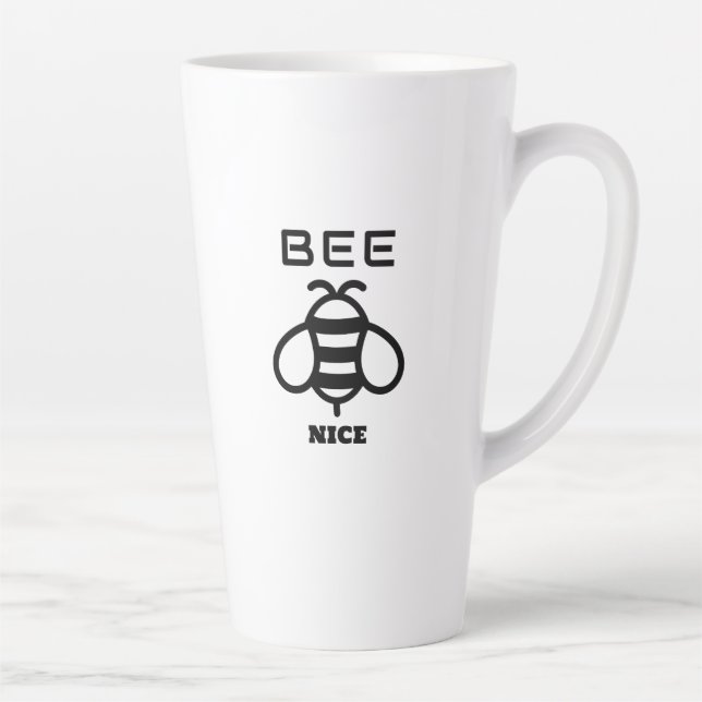 Bee Nice with Minimal Design Latte Mug (Right)