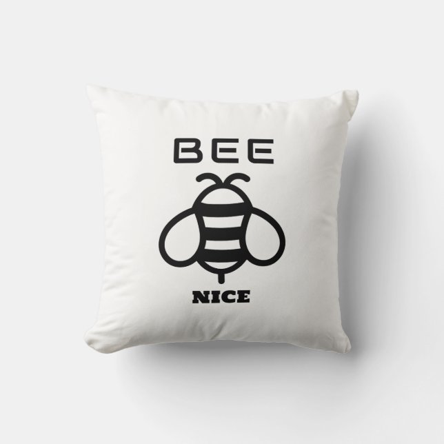 Bee Nice with Minimal Design Throw Pillow (Front)