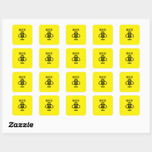 Bee Nice with Yellow Background Design Square Sticker