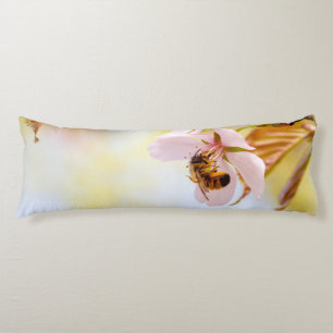 Bee On A Cherry Flower Body Pillow