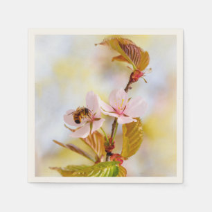 Bee On A Cherry Flower Napkin
