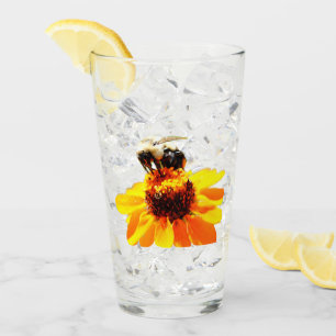 Bee On A Flower Drinking Glass