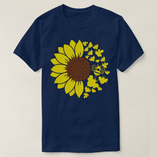 Bee on a sunflower floral design T-Shirt (Design Front)