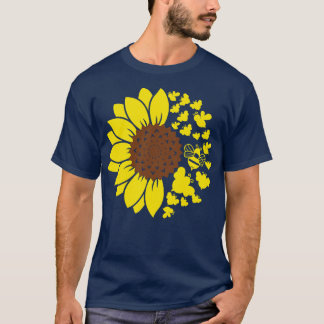 Bee on a sunflower floral design T-Shirt
