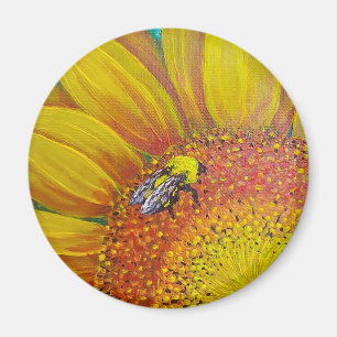 Bee on a Sunflower Magnet