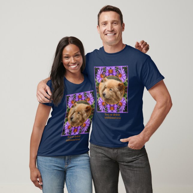 Bee On Aster Flower Frame Create Your Own Photo T-Shirt (Unisex)