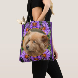 Bee On Aster Flower Frame Create Your Own Photo Tote Bag