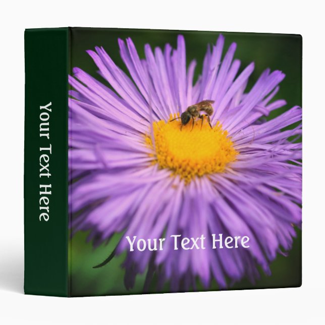 Bee On Aster Flower Personalized  Binder (Front/Spine)