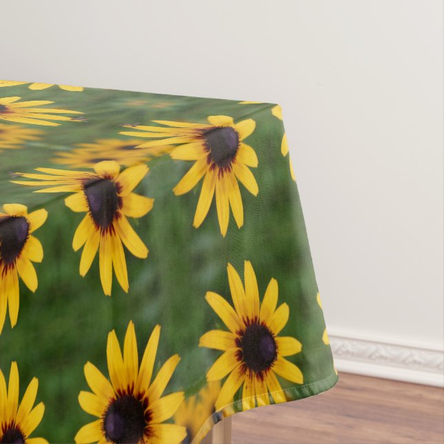 Bee On Black Eyed Susan Flower Abstract Art  Tablecloth (In Situ)
