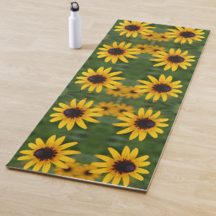 Bee On Black Eyed Susan Flower Abstract  Yoga Mat