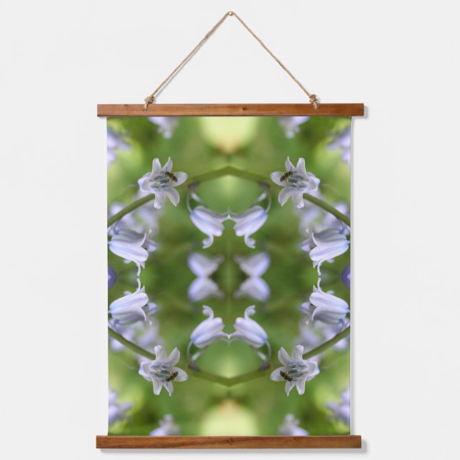 Bee On Bluebell Flower Abstract Hanging Tapestry (Front)
