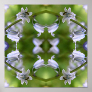 Bee On Bluebell Flower Abstract  Poster