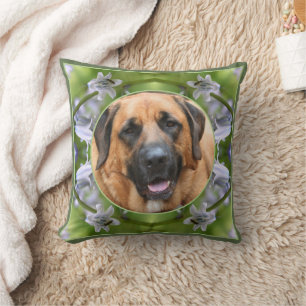 Bee On Bluebell Flower Frame Create Your Own Photo Throw Pillow