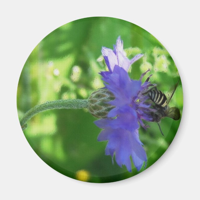 Bee on Button Flower Magnet (Front)