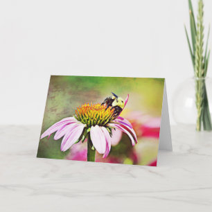 Bee On Cone flower Scripture Card 2 Cor. 9:8