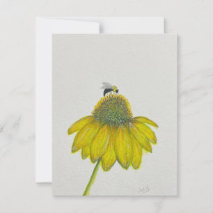Bee on Coneflower greeting card - original artwork