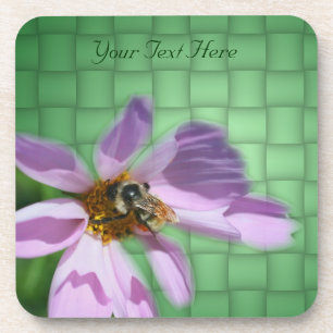 Bee On Cosmos Flower Art Nature Coaster Set