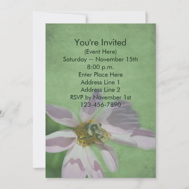 Bee On Cosmos Flower Nature Party  Invitation (Front)