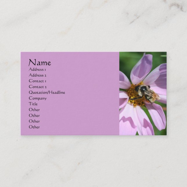 Bee On Cosmos Nature Photography Business Card (Front)