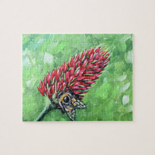 Bee on Crimson Clover Painting Jigsaw Puzzle