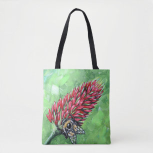 Bee on Crimson Clover Painting Tote Bag