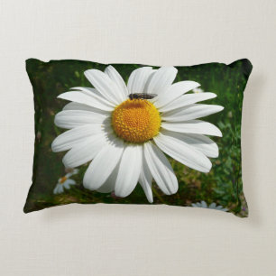 Bee on Daisy Alaskan Summer Nature Photo Accent Pillow