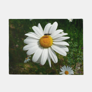Bee on Daisy Alaskan Summer Nature Photo Doormat