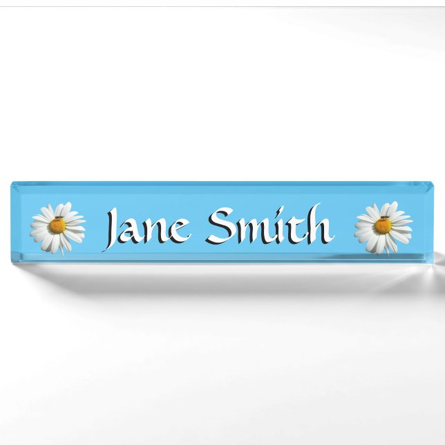 Bee on Daisy Alaskan Summer Nature Photo Nameplate (Front)