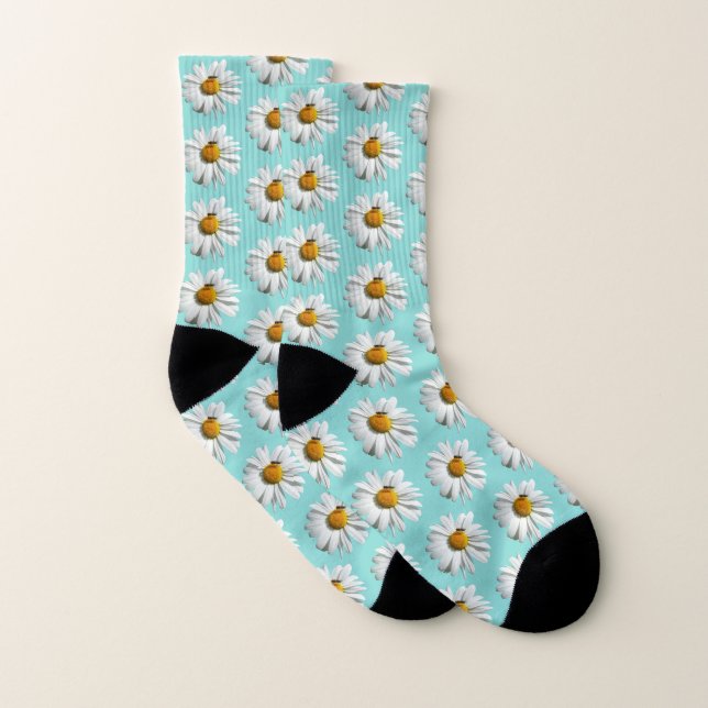 Bee on Daisy Alaskan Summer Nature Photo Socks (Pair)