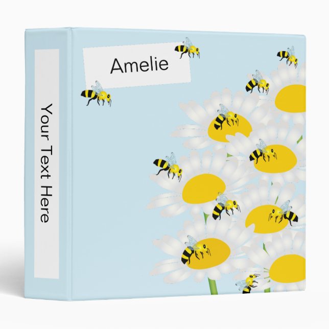 Bee on Flower Binder - Blue Background (Front/Spine)