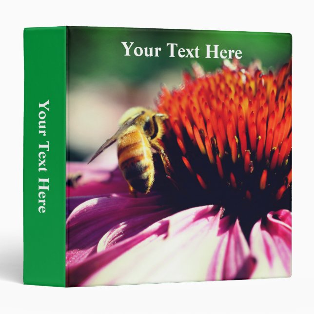 Bee On Flower Close Up Nature Personalized Binder (Front/Spine)
