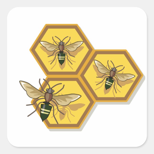 Bee on Homeycomb Square Sticker (Front)