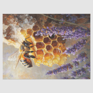 Bee on Honey Comb with Lavender Flowers Decoupage Tissue Paper