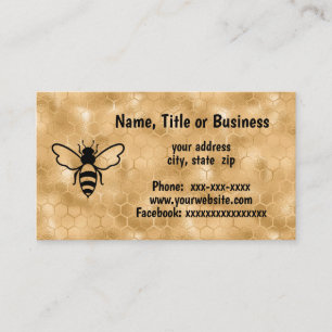 Bee on honeycomb background business card