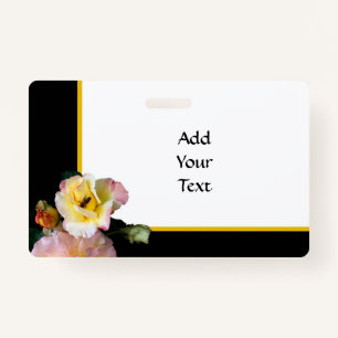 Bee on Pink Yellow Roses Flowers Badge