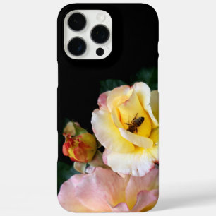  Bee on Pink Yellow Roses Flowers iPhone 16 Pro Max Case