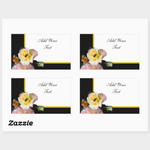 Bee on Pink Yellow Roses Flowers Sticker