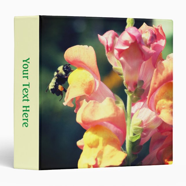 Bee On Snapdragon Flower Nature Personalized Binder (Front/Spine)