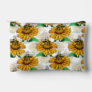 Bee on Sunflower Flower Pattern Design  Accessory Pouch