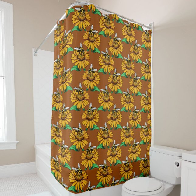 Bee on Sunflower Flower Pattern Design Brown  (Creator Uploaded)