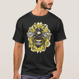 Bee on Sunflower Realistic T-Shirt